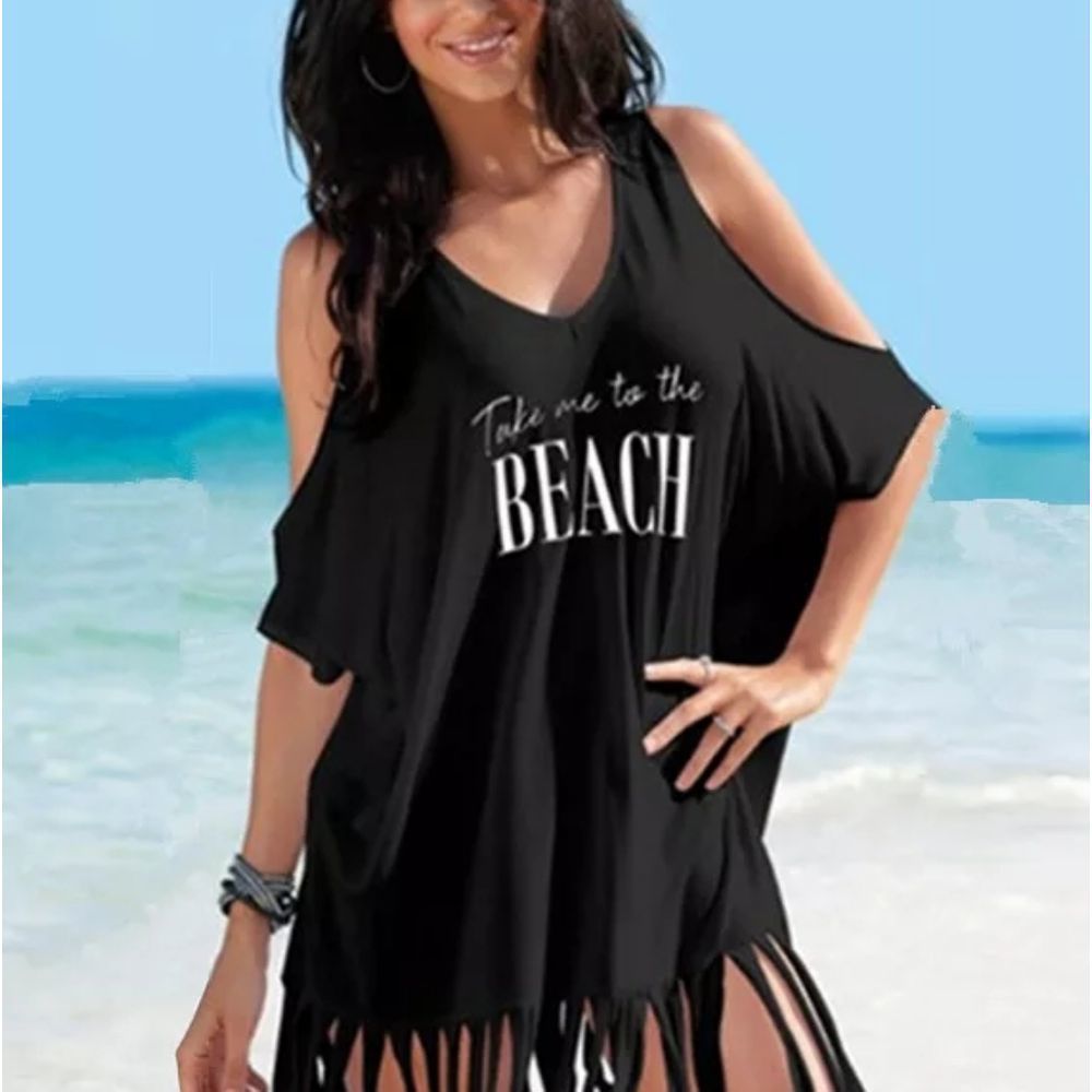 Summer Beach Bikini Cover Up Women White Off Shoul